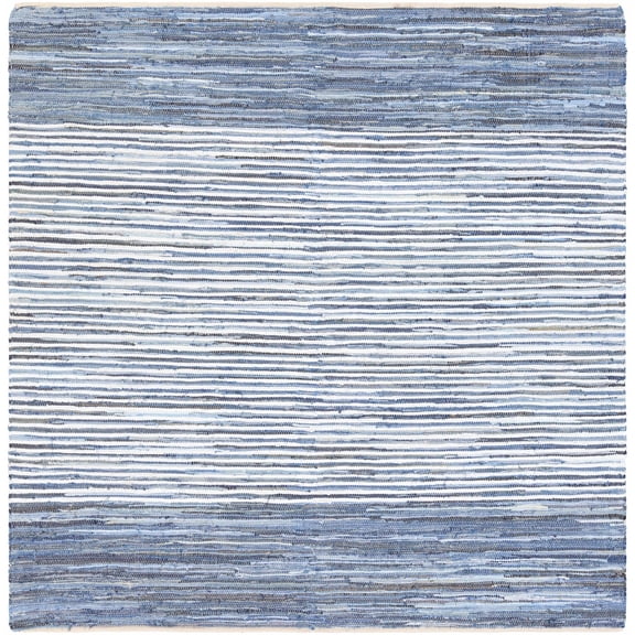 BoutiqueRugs Armona Handmade Blue Striped Area Rug - Navy, Blue - 10' Square