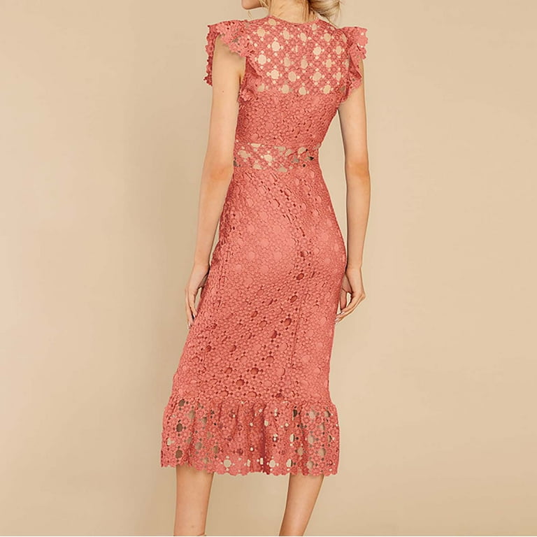 Ussuma Women's Sleeveless Scalloped Hem Fitted Floral Lace Bodycon Dress Elegant Ruffle Evening Cocktail Party Pencil Maxi Dresses Ussuma Women's Sleeveless Scalloped Hem Fitted Floral Lace Bodycon Dress Elegant Ruffle Evening Cocktail Party Pencil Maxi Dresses