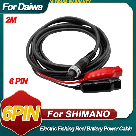Câble d'Alimentation 2.0M pour Enrouleur Électrique Shimano 6 Broches Cordon d'Alimentation 6 Broches pour Plemio3000