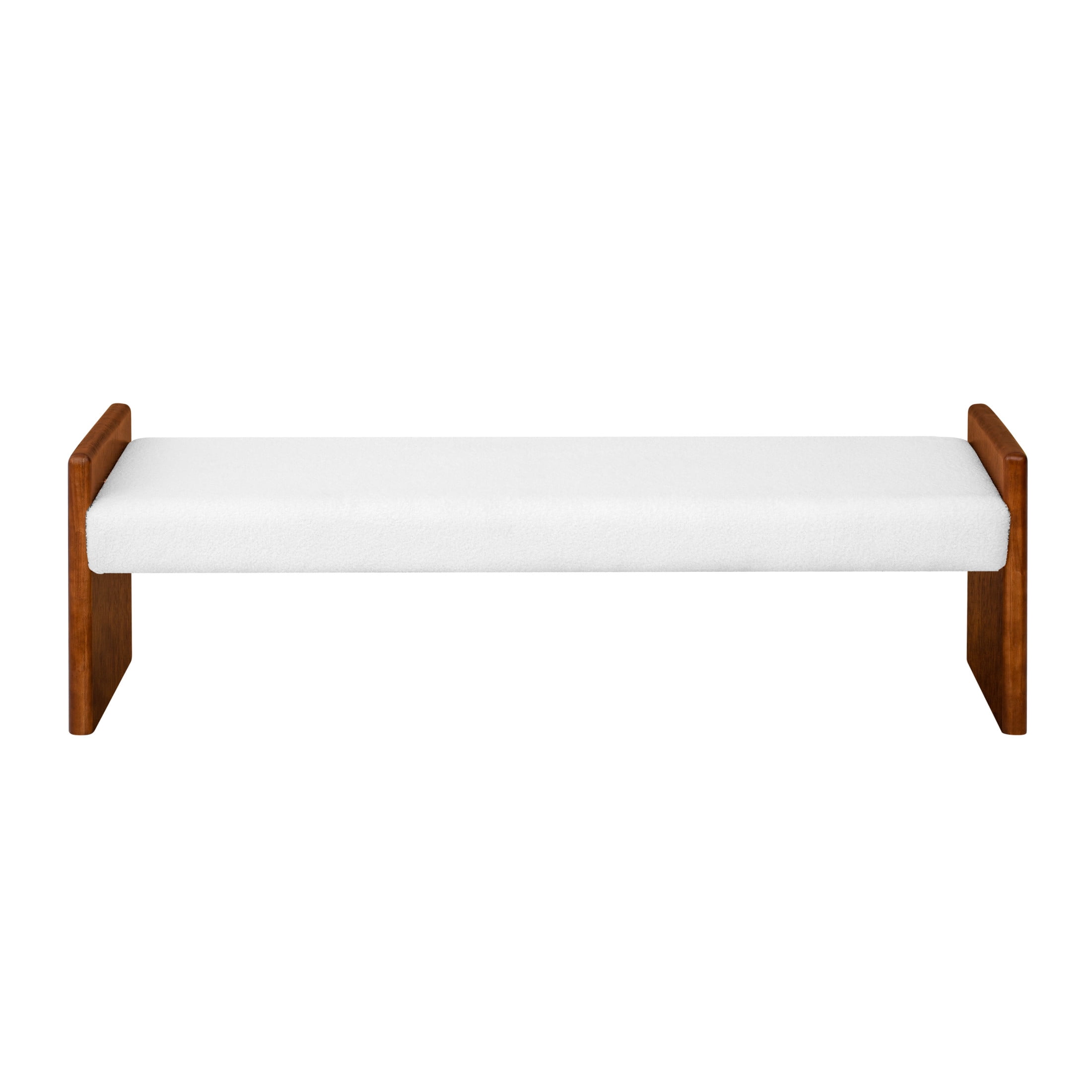 Christopher Knight Home 63" Modern Boucle Upholstered Decorative Ottoman Bench, Wood Frame, White