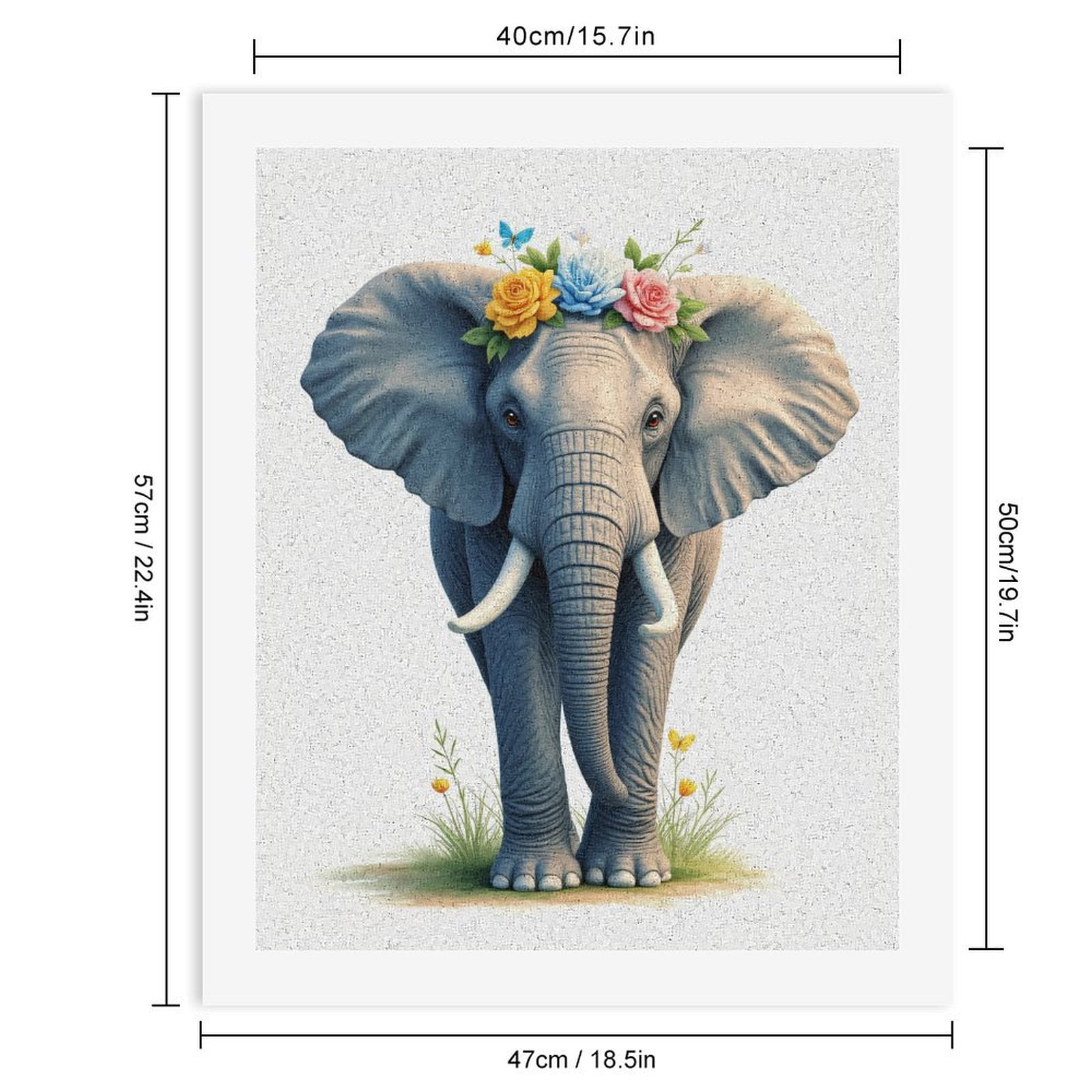 Paint By Numbers Kit for Adults Beginner - DIY Elephant Floral Crown Nature Art Canvas Painting Kits for Adults, Frameless Paint By Number for Adults for Home Wall Decor 16x20 Inch