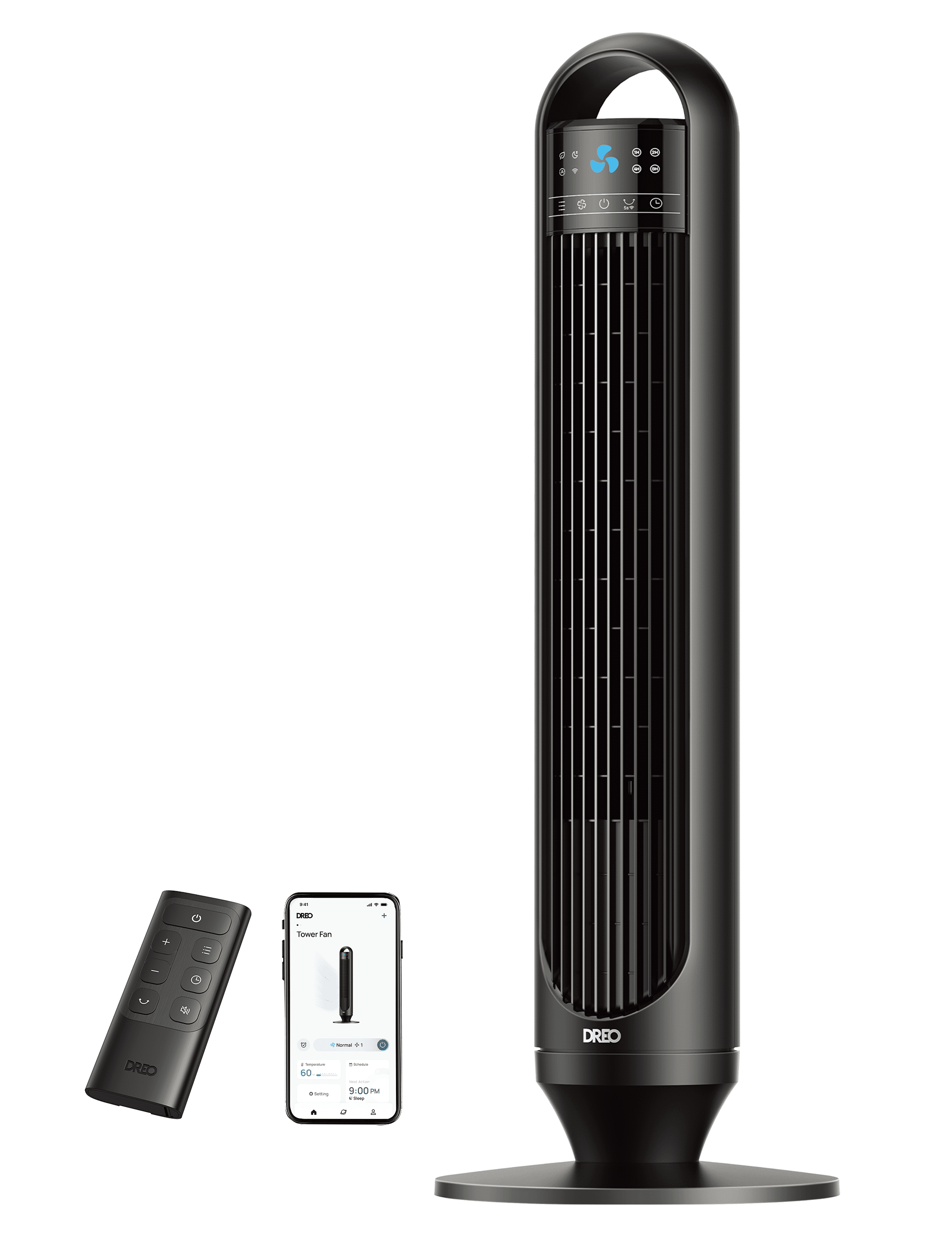 DREO 32-inch Smart Tower Bladeless Fan with Remote, 90° Oscillation, LED Display, Timer