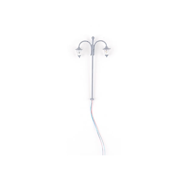 Advancent Modelo de lámpara de vía férrea, escala 1:87, tamaño de camino, accesorios de paisaje, cabezas, farola de Metal LED decorativa para Artesanía Gris (blanco cálido) Advancent HA066884-02