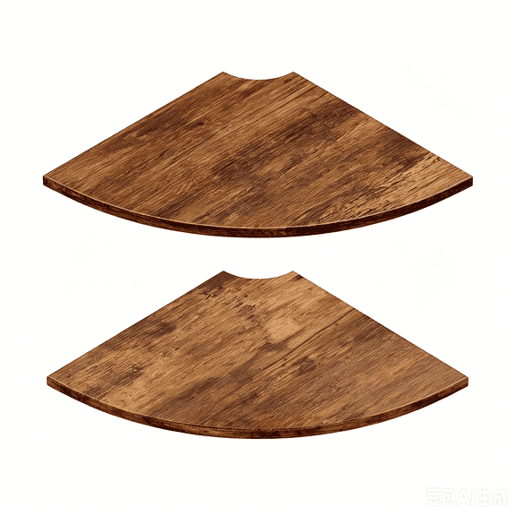 JJW Fan Shaped Corner Shelf, 2-Tier Floating Wall Storage Rack, Rustic Brown 12in