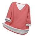 thumbnail image 1 of MHFRRA Camiseta Informal de Manga Larga con Cuello En V para Mujer. Camiseta Básica Cómoda para Uso Diario y Relajación. Ideal para Todas Las Estaciones. Combina Perfectamente con Jeans. Sandía Roja, 1 of 4