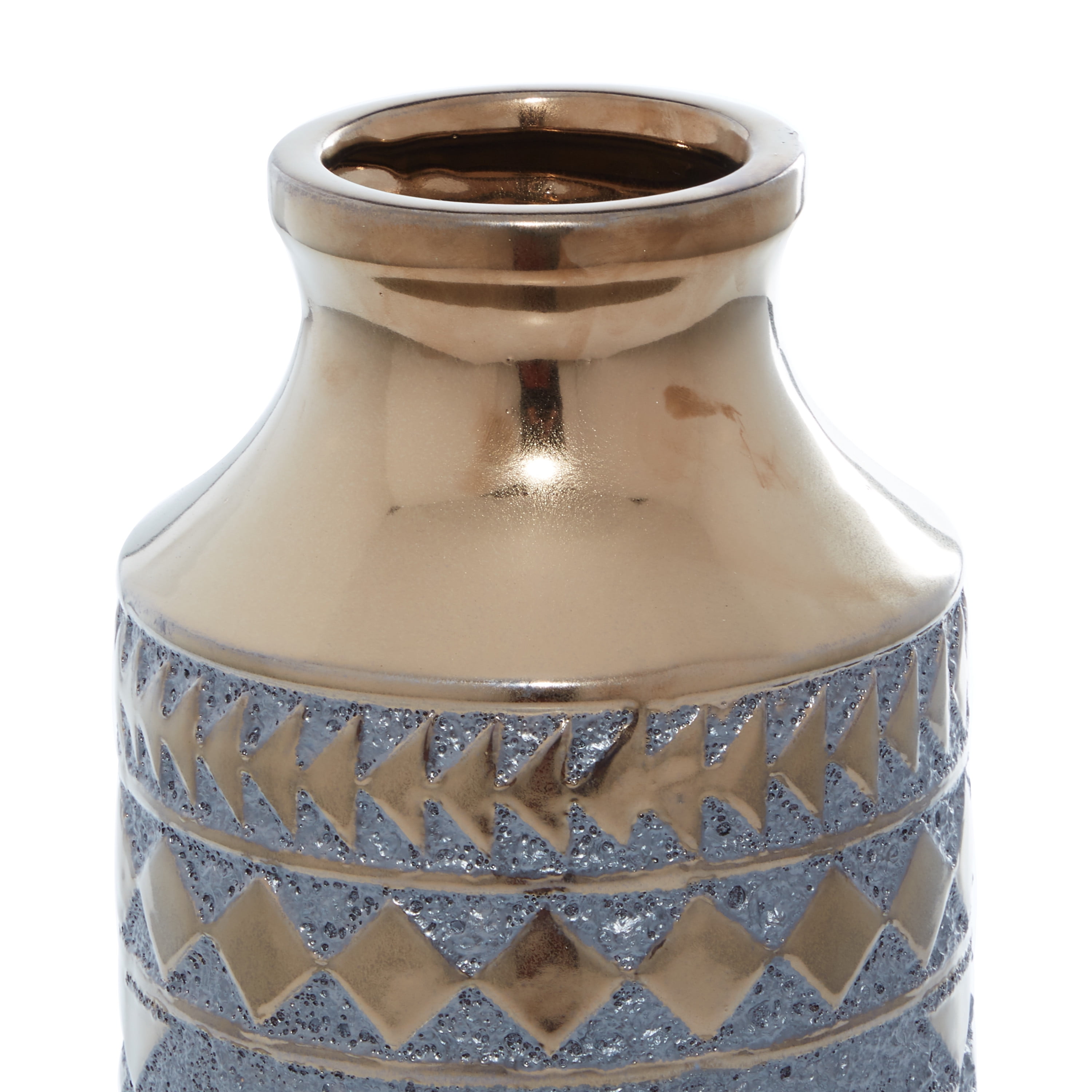 DecMode 16" Tribal Gold Porcelain Vase