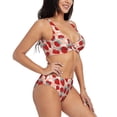 thumbnail image 2 of Kdxio Red Strawberry Print Women's 2 Piece High Waisted Wrap Spaghetti Strap Summer Swimsuit Bikini Set-Small, 2 of 7