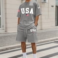 thumbnail image 2 of Mens 2 Piece Outfits Summer Short Sleeve USA Print T-Shirt and Shorts Loose Fit Comfortable Loungewear Beach Set, 2 of 4