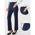 thumbnail image 2 of DARING DIVA Women's High Waist Straight Slacks Yoga Stretch Trousers XS Drak Blue, 2 of 6