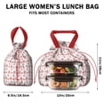 thumbnail image 5 of Red Christmas Snowflake Pattern Drawstring Lunch Bag Women - Drawstring Lunch Bag Insulated for Work Office - Stain-Resistant Large Lunchbags for Women with Multi-Pockets, 5 of 6