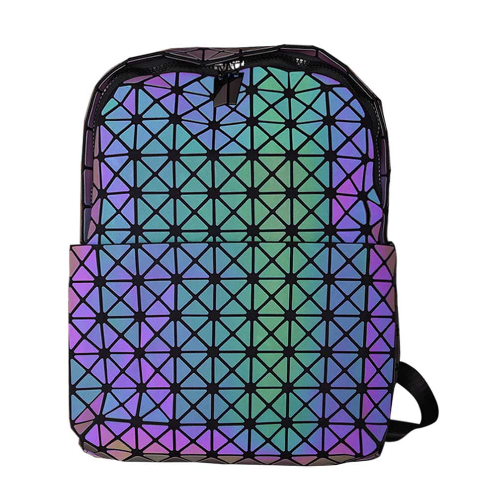 Geometric Lingge Luminous Fashion Backpacks for Women Purse Holographic Reflective Flash Colorful Daypacks