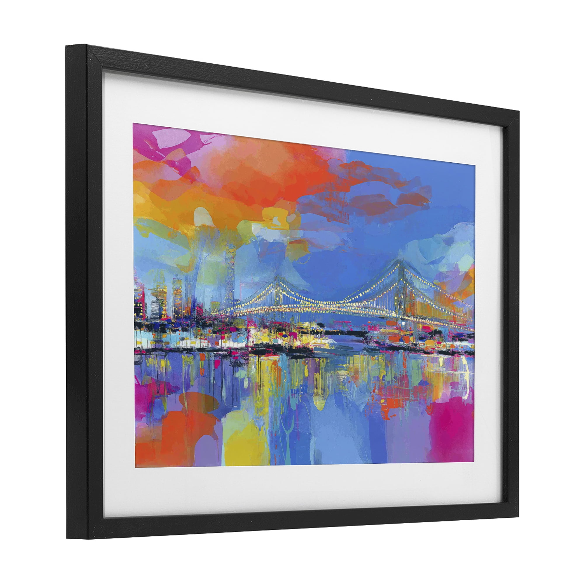 Stupell Industries Bay Bridge Aglow at Sunrise Black Framed Print Under Glass, design by Chromatic Storm Studio