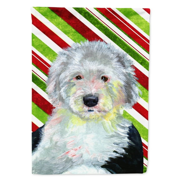 Carolines Treasures LH9261-FLAG-PARENT Old English Sheepdog Candy Cane Holiday Christmas  Flag  multicolor