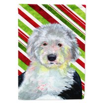 Carolines Treasures LH9261-FLAG-PARENT Old English Sheepdog Candy Cane Holiday Christmas Flag multicolor