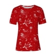 thumbnail image 2 of Pisexur Hauts de Printemps pour Femmes, Pull Décontracté à Manches Courtes Imprimé, Col Rond, Blouses Habillées Décontractées pour Femmes, Rouge, L, 2 of 3