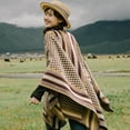 thumbnail image 6 of Oversized Ethnic Poncho Wrap for Women, Slit Open Boho Shawl Cape,one size fits all,1, 6 of 58