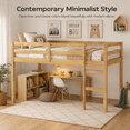 thumbnail image 6 of Miniyam Wood Twin Size Loft Bed for Kids, Space-Saving Design, Light Oak, 6 of 8