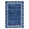 thumbnail image 3 of GlowSol 8'x10' Washable Irregular Area Rug, Modern Bordered Living Room Rugs, Washable Scalloped Carpet for Bedroom, Navy Blue, 3 of 7