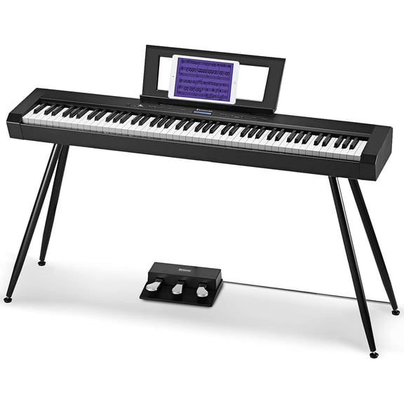 Starfavor SP-20 Digital Piano 88 Key Full-Weighted Keyboard Piano with Keyboard Stand, Piano Pedal 3-Pedal, Matte Black