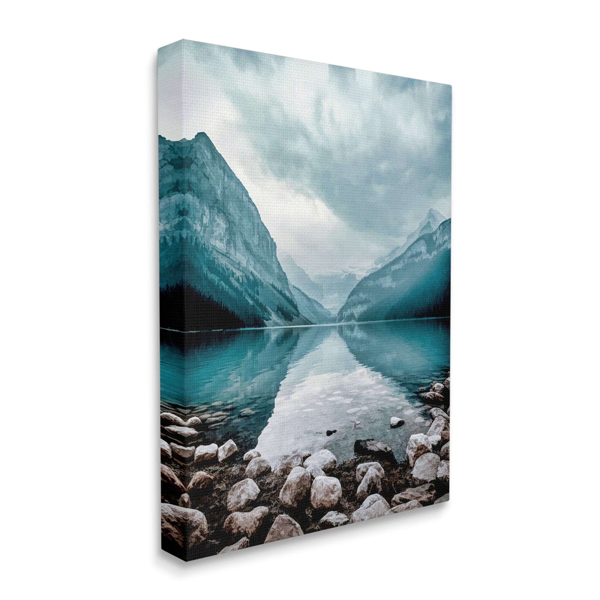 Stupell Industries Breathtaking Rocky River Scenery Blue Mountain Peaks Canvas Wall Art, 24 x 30, Design by Alpenglow Workshop