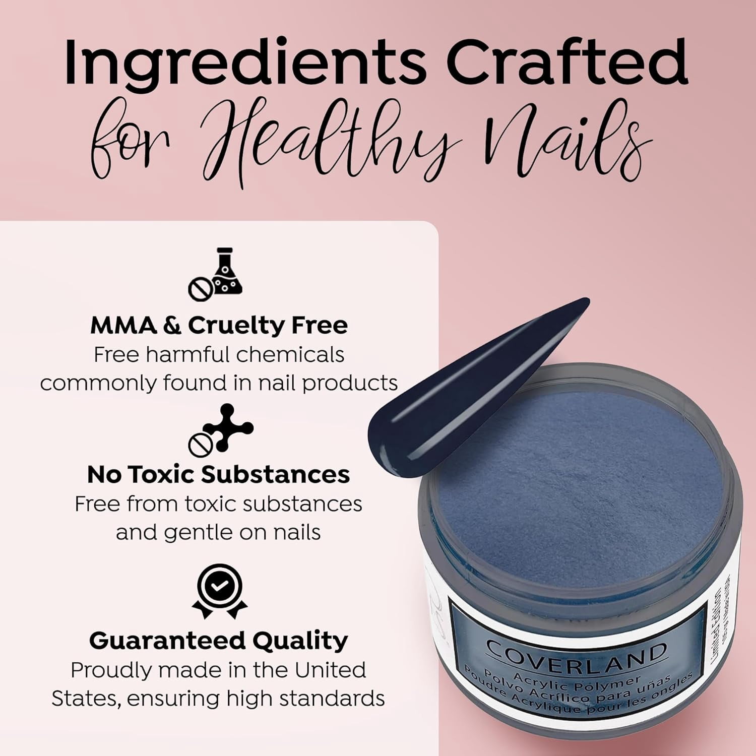 Tones Coverland Acrylic Nail Powder "Nightfall" - Limited Edition Acrylic Powder for Nail Design, Sculpting, and Masking Nail Bed Imperfections - Professional Acrylic Nail Supplies (1.5 Oz)