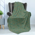 thumbnail image 4 of Tropical Soft Flannel Fleece Blanket, Exotic Large Palm Leaves Pattern Along Boho Effects Botanical Paradise Plant, Cozy Plush for Indoor and Outdoor Use, 50" x 60", Teal and Camel, by Ambesonne, 4 of 5