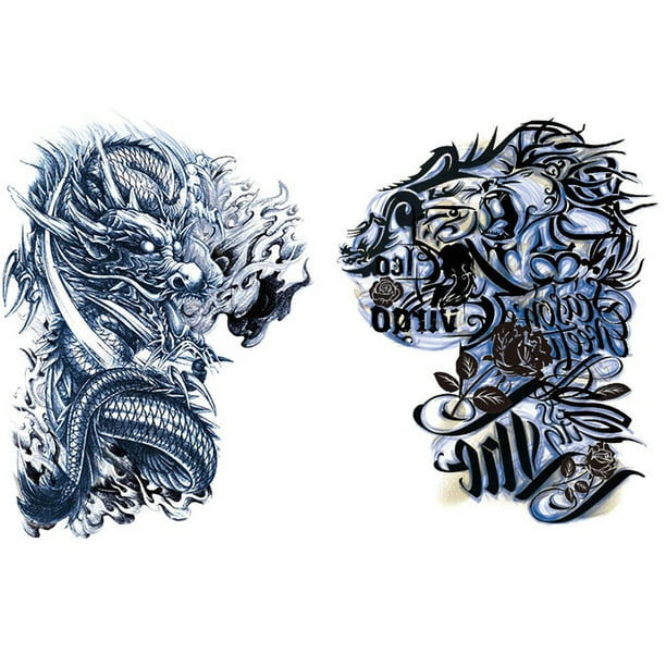 Tatuaje Sternum Stick 2pcs Animal Desmontable Desechable Impermeable para La Piel Del Cuerpo