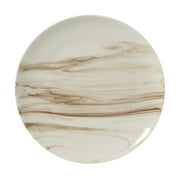 Gibson Home Cloudlight 12 Piece Plates and Bowls Dishes Brown and White - Decorated Porcelain Ceramic Dinnerware Set - Service for 4