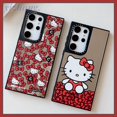 thumbnail image 2 of Para Samsung S22 S23 Ultra Creativo Espejo Diseño Lindo Rojo Lazo Hello Kitty Patrón Suave TPU Antiarañazos Negro Funda De Teléfono A Prueba De Golpes Cubierta Caídas Cáscara Protectora, 2 of 4