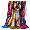 thumbnail image 2 of Vibrant Shih Tzu Pop Art Portrait, Playful Pet Portrait Pattern, Warm Flannel Blanket for Living Room and Reading Nook, Dog Lovers Friendship Gift, Pet Lover Home Decor, 2 of 9