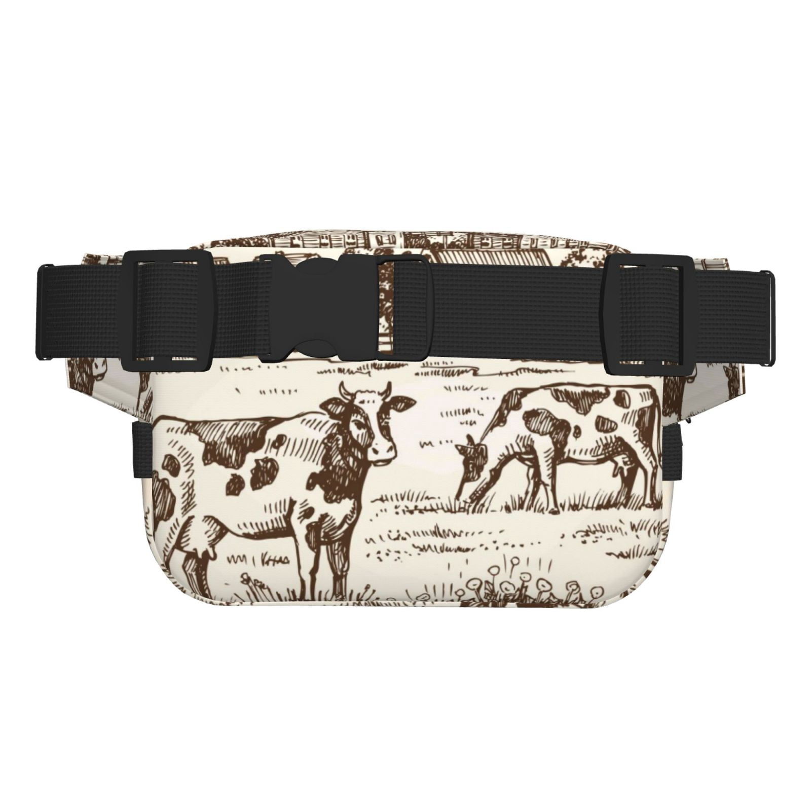 Picia Cows On The Farm Print Square Double-Layer Waist Bag Mini Adjustable Waist Belt Bag Exercise Running Travel Hiking