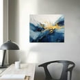 thumbnail image 3 of GOSMITH Canvas Wall Art - Navy Blue Gold Abstract Wall Art Print Hand Painted Wall Art Canvas Art Wall Decor Can Hanging 20x16in, 3 of 4