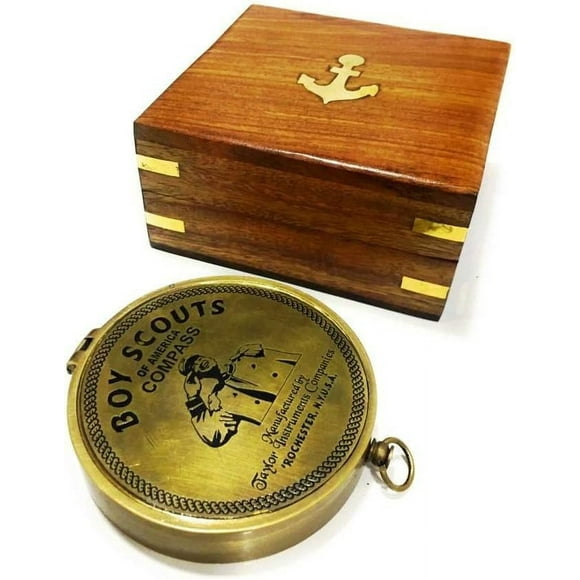 NauticalMart Brass Compass with Rosewood Case Engraved Poem Compass Handmade Baptism Gifts, Best Easter, Birthday, Mothers Day, Fathers Day, Graduation Gift, Wedding Gifts