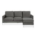 thumbnail image 5 of Novogratz Chapman Reversible Sectional Sofa and Floating Ottoman with Chrome Metal Legs, Gray Velvet, 5 of 10