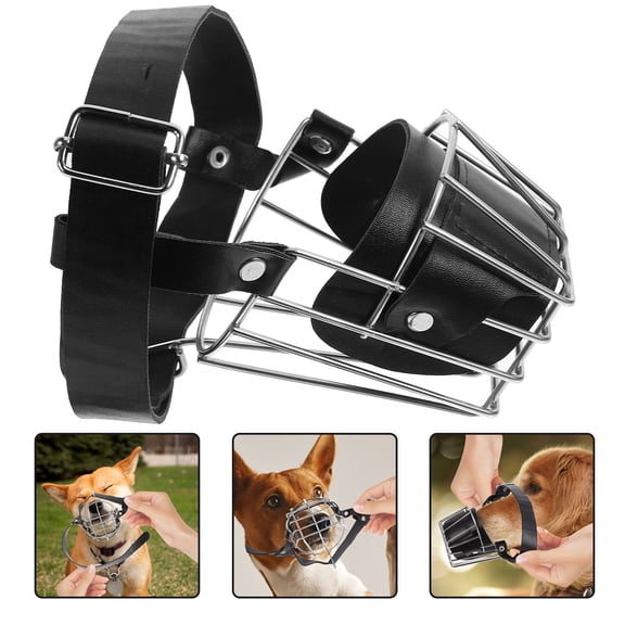 Minkissy Dog Muzzle for Dogs Stainless Steel Muzzle for Outdoor Activities 1Pack