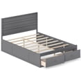 thumbnail image 1 of Gymax Full Size Bed Frame w/Storage Drawers Headboard Wooden Slat Support Gray, 1 of 10