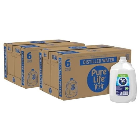 CAMEO Pure Life Distilled Water, 1 Gallon, Plastic Bottled Water 12 Bottles Of 1 Gallon Each (12 Total Gallons)