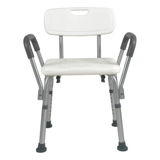 Silla Banco para ducha EQMED con Brazos Desmontables y respaldo Soporta hasta 110 Kgs