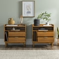 thumbnail image 4 of Walker Edison Mid-Century Modern 2-Drawer Wood Nightstand, Set of 2, Caramel, 4 of 10