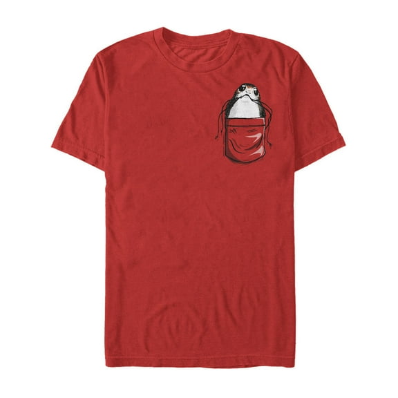 Men's Star Wars The Last Jedi Porg Pocket Cartoon Graphic Tee Red X Large