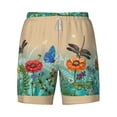thumbnail image 4 of Lsque Mens Swim Trunks Colorful Plants And Insects Pattern - Bathing Suit Compression Liner - Beach Swim Shorts Swimwear - (S-3XL) - Stretch Quick Dry -XX-Large, 4 of 9