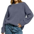 thumbnail image 6 of Women's Solid Color Loose Casual Long Sleeved Knitted Sweater Top Sweater for Fall Winter Minimalist Wardrobe,Light Gray,XL, 6 of 6