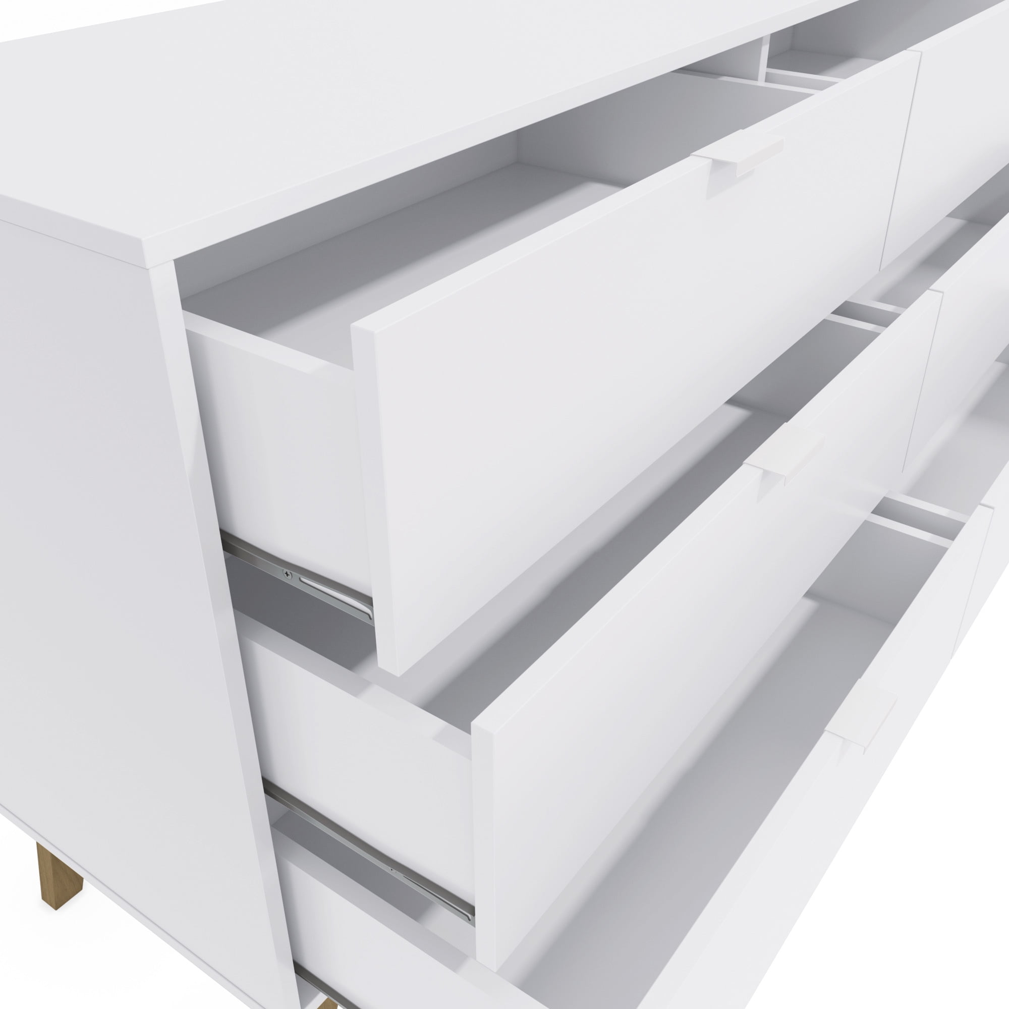 Kappesberg Hanford 6-Drawer Dresser – Modern White/Light Brown Finish – Wide Storage Chest for Bedroom or Living Room - for Adults and Teens