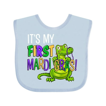 

Inktastic My 1st Mardi Gras Cute Alligator with Beads Gift Baby Boy or Baby Girl Bib
