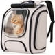 thumbnail image 1 of Mochila para gatos Pecute, diseño de burbujas espaciales grandes, color caqui, 1 of 9