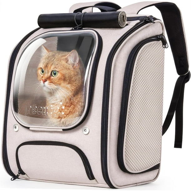 Mochila para gatos Pecute, diseño de burbujas espaciales grandes, color caqui
