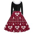 thumbnail image 3 of TIMIFIS Robes de Noël pour Femmes, Robes Maxi pour Femmes Robe Vintage de Vacances Manches Longues Col en V en Fourrure Robe Dos Nu, 3 of 3