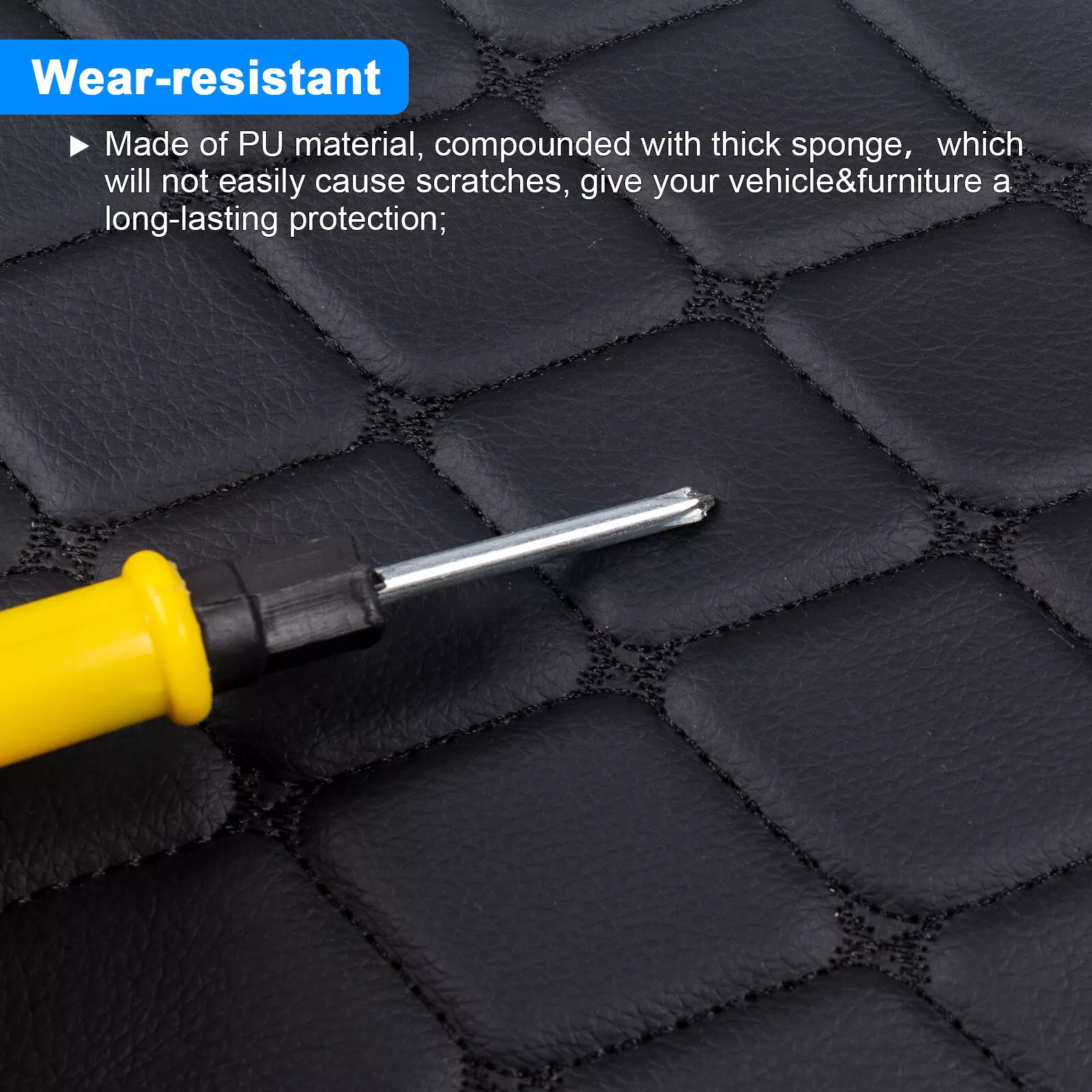 Telimocy 59" W Vinyl Faux Leather Quilted Fabric Foam Backed for Car Headliner Seat Furniture Upholstery Headboard Sofa DIY, Black, 5 Yards