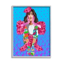 Stupell Industries Floral Daisy Pattern Camilla Sitting Vivid Pink Clothing , 16 x 20, Design by Lynnda Rakos