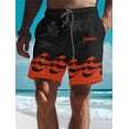 thumbnail image 5 of Waves Men's 3D Printed Board Shorts Swim Trunks Elastic Waist Drawstring Summer New Hawaiian Beach Style Letter Design Shorts, 5 of 5